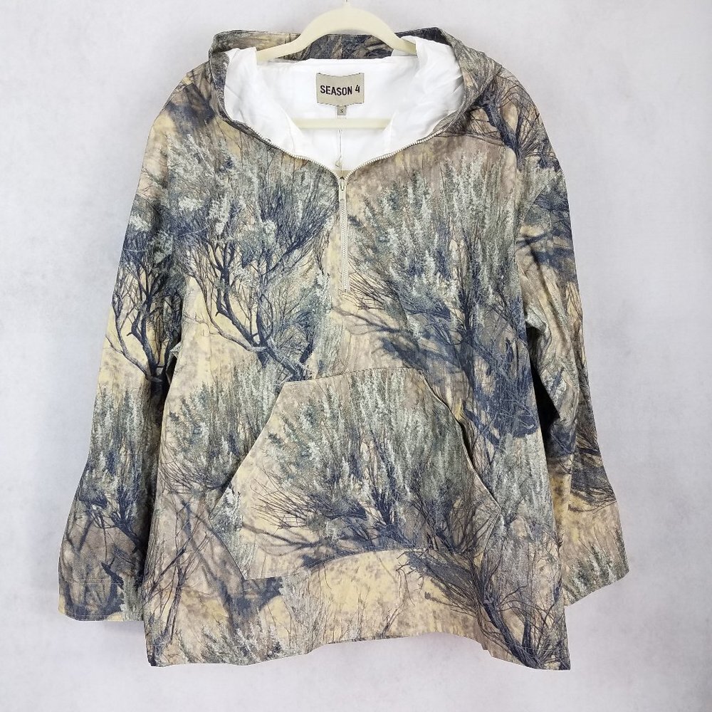 Yeezy NWT Season 4 Throw Over Hoodie 1/4 Zip Pullover Camo Tree Jacket Men S